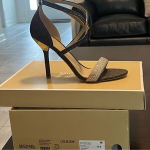 Michael Kors Brown and Gold Strappy Heel